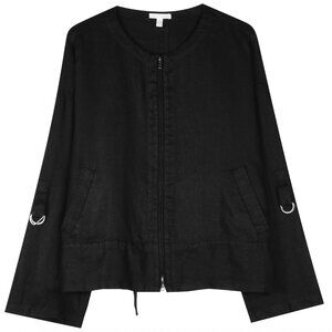 Eileen Fisher 100% Organic Linen Zip Front Jacket (Black) - XL